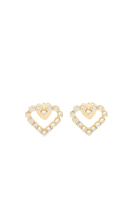 Sweetheart Heart Earrings, 18K Gold & Crystal